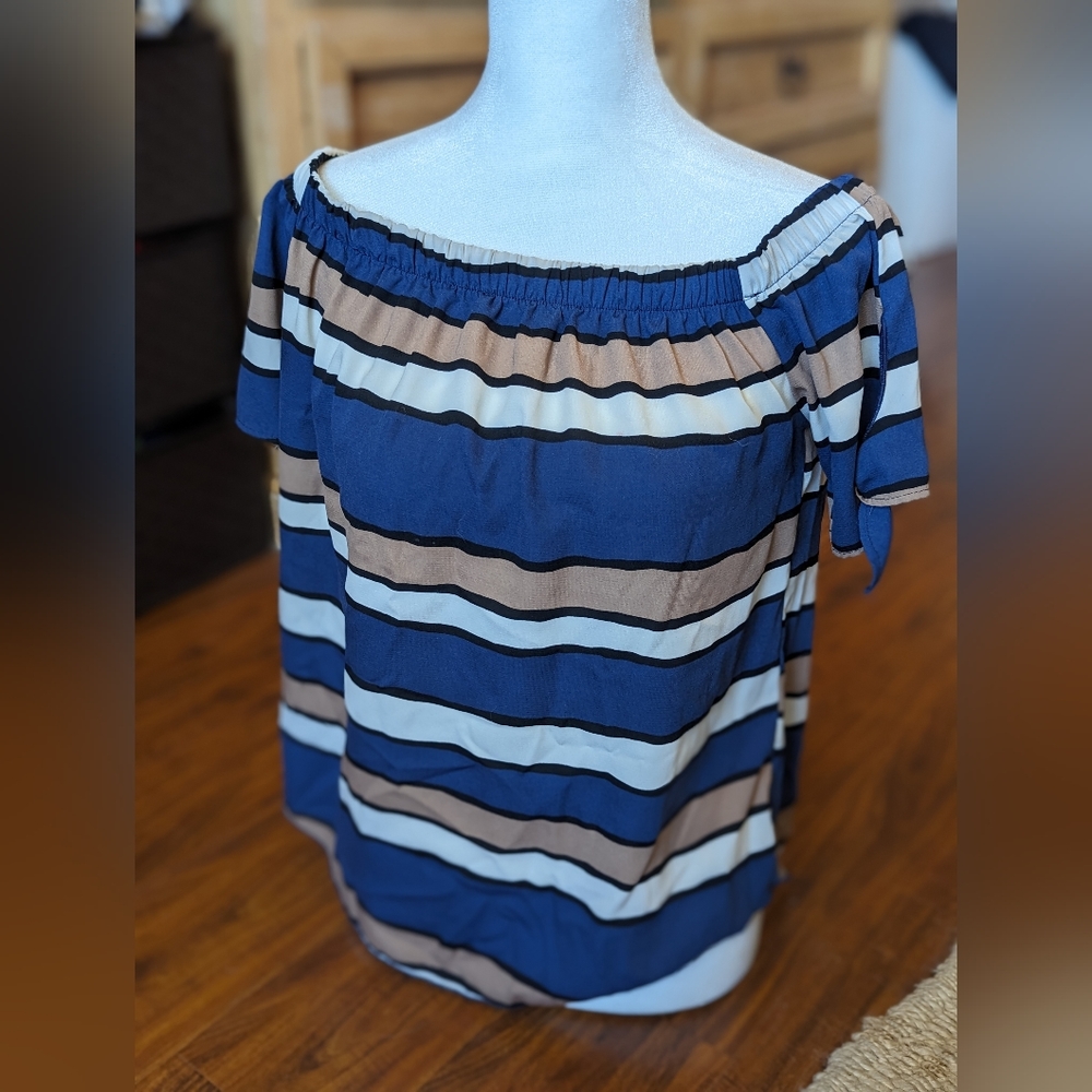 Orange creek striped blouse small
